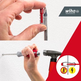 Wiha SoftFinish® Dowel Hole Bat Set of 5 I 6 mm Round Blade I with 4 Dowels I Fast, Clean Work - Includes Depth Measurement (41289)