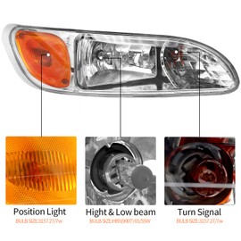 Revworth Headlights compatible with Peterbilt 387 386 384 382 325 330 335 337 340 348, W/o bulbs Headlamp Left/Driver Side, Chrome (Left/Driver Side)