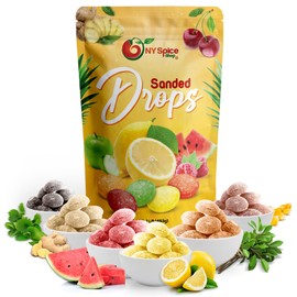 NY SPICE SHOP Mix Fruits Sanded Candy Drops - 1 Pound Old Fashioned Sanded Drops – Fresh Delicious Bulk Candy – Sanded Hard Candy – Sour Drops Candy – Tangy and Sweet Healthy Snacks