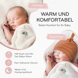 KiddyCare Baby Hat - Newborn Hat Made of GOTS Organic Cotton, Baby Hat Girls/Boys, Warm and Soft Winter Hat, Fashionable Beanie Hats [6 to 12 Months / Pack of 3, Pink, Purple, Peach]