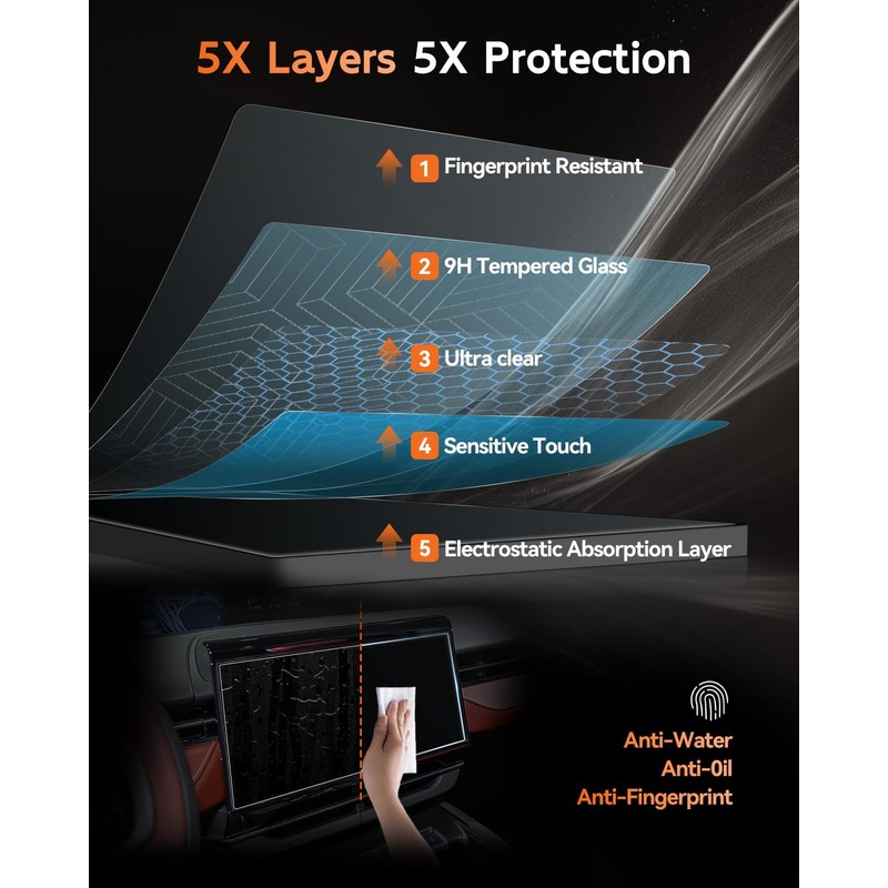 CDEFG Tempered Glass for 2024 2025 2026 Lincoln Nautilus Screen
