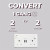 WK Electrical - 13A 1G to 2G Switched Converter Socket
