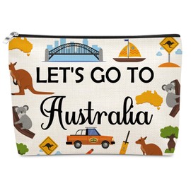 Australia Trip Gift Makeup Bag Australia Lover Gifts for Daughter Sister Australian Vacation Gift for Travel Mom Aunt Cosmetic Bag Travel Themed Gifts Graduation Birthday Present for Her Zipper Pouch