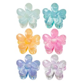 6PCS Magic French Hairpins Grip Petite Flower Clips for Thin Small Hair Accessories for Women (Flower4)