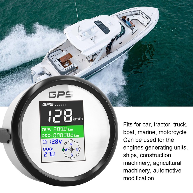 85mm GPS Speedometer Knot Mph Km/H Multifunction DC9‑32V TFT Screen