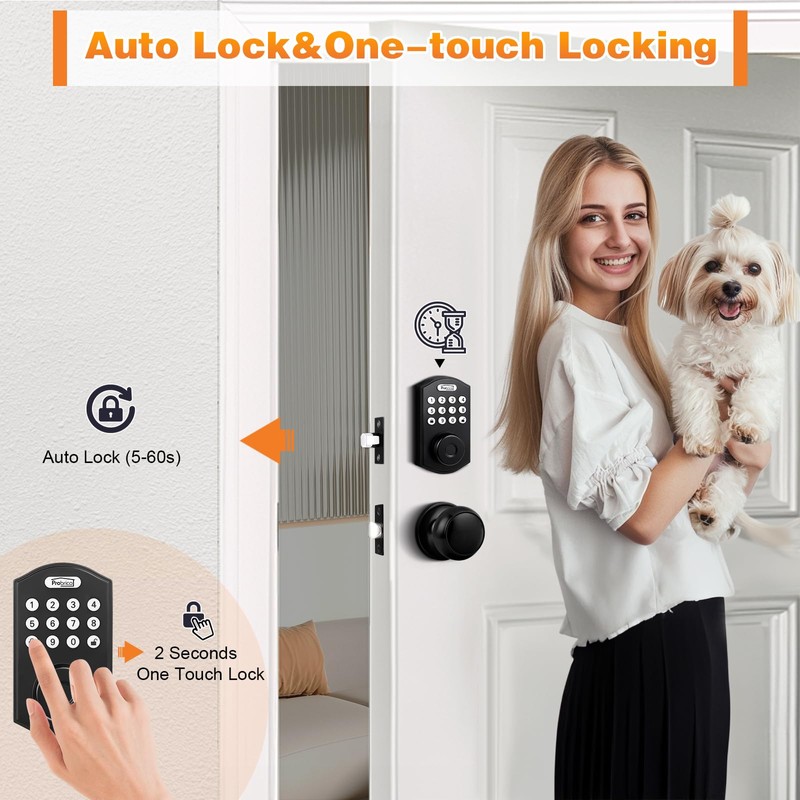 Probrico Smart Keyless Entry Door Lock with Knob Set, Fingerprint