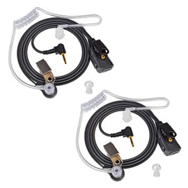 HYS 2.5mm Transparent Sound Tube Earphones with Microphone Compatible with Motorola TLKR T80 T92 H2O T82 Extreme Talkabout Walkie Talkie (Pack of 2)