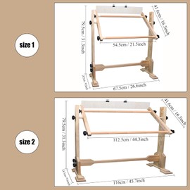 Needlework Table and Adjustable Embroidery Stand, Cross Stitch Hoop Stand, Beech Wood Tapestry Cross Stitch Embroidery Frame Holder(54.5x41.6 cm (21.5" x 16.3")) and(112.5x41.6 cm (44.3" x 16.3"))