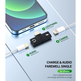 Hoyulli Dual Lightning Headphone Adapter, 4 in 1, Apple MFi Certified
