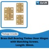 Small Brass Butt Hinges for Cupboard Internal 38mm/1.5-Inch Brass Rising