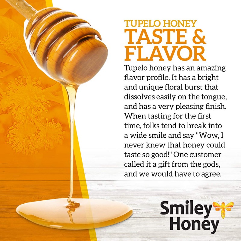 Smiley Honey - 100% Tupelo Honey Raw and Unfiltered (16