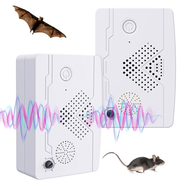 2 Pack Ultrasonic Mice Bat Repellent Devices, Roach Killer Rodent