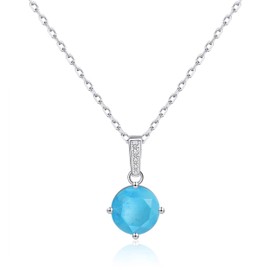 Philip Jones Sterling Silver Synthetic Turquoise Gemstone Necklace with Quote Card