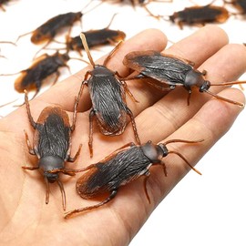 GUDVES Prank Fake Roaches Model Simulation Fake Rubber Cockroach Roach Bug Roaches Toy Prank Funny Trick Joke Toys Plastic Bugs (50 pcs)