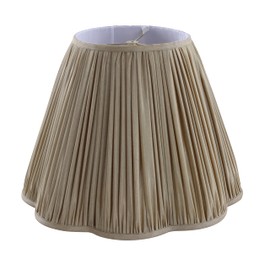 Aspen Creative 34248, Bottom Scallop Gather Pleated Traditional Spider Lamp Shade in Metallic Gold Faux Silk Fabric, 9" Top x 18" Bottom x 14" Slant