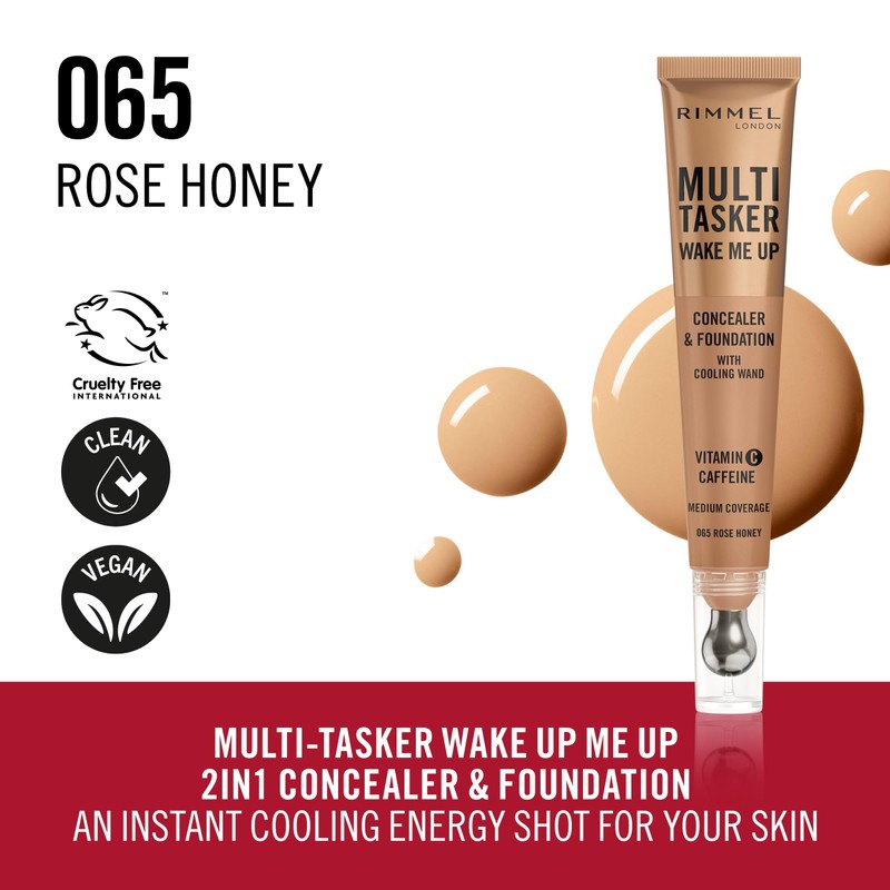 Multi-Tasker Wake Me Up Foundation & Concealer 065 Rose Honey,