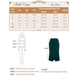 Belle Poque Women's Vintage Wrap Pencil Work Skirts Knee Length Tummy Control Bodycon Skirt with Slit Red Small