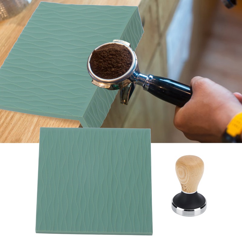 Coffee Tamper Set 58mm Beech Handle Coffee Hammer Embossed Tamping