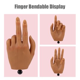 Practice Hand for Acrylic Nails with Stand Bracket, Silicone Fake Hands to Practice Fake Nails Mannequin Hand for Nails Practice and Nail Art Single Left Hand Color 4#