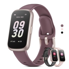 TIFOZEN Health Fitness Tracker Smart Watch with 24/7 Heart Rate, Blood Oxygen, Sleep Tracker, Pedometer, 3 Colorful Bands & 3ATM Waterproof Activity Tracker with Step Calorie Counter, Smoke Violet