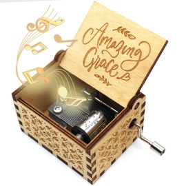 ukebobo Wooden Music Box – Amazing Grace Music Score Music Box, Baptism Gifts, Faith Gifts for Friends, Women, Kids, Families – 1 Set(Xin)