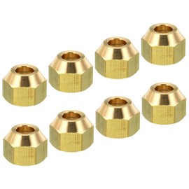 PATIKIL 3/8 SAE Thread Brass Flare Nut, 4 Pack 45 Degree Flared Tube Fitting Nut Hydraulic Pipe Fitting for Air Conditioner Water Gas Line, Glossy Surface