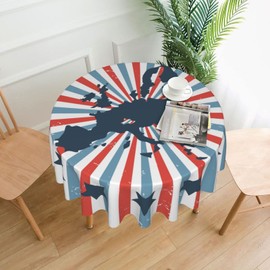 CCOCND Round Tablecloth 60inch for Home Rustic Farmhouse Living Room Party Indoor/Outdoor Decorations,Patriotic Stripes