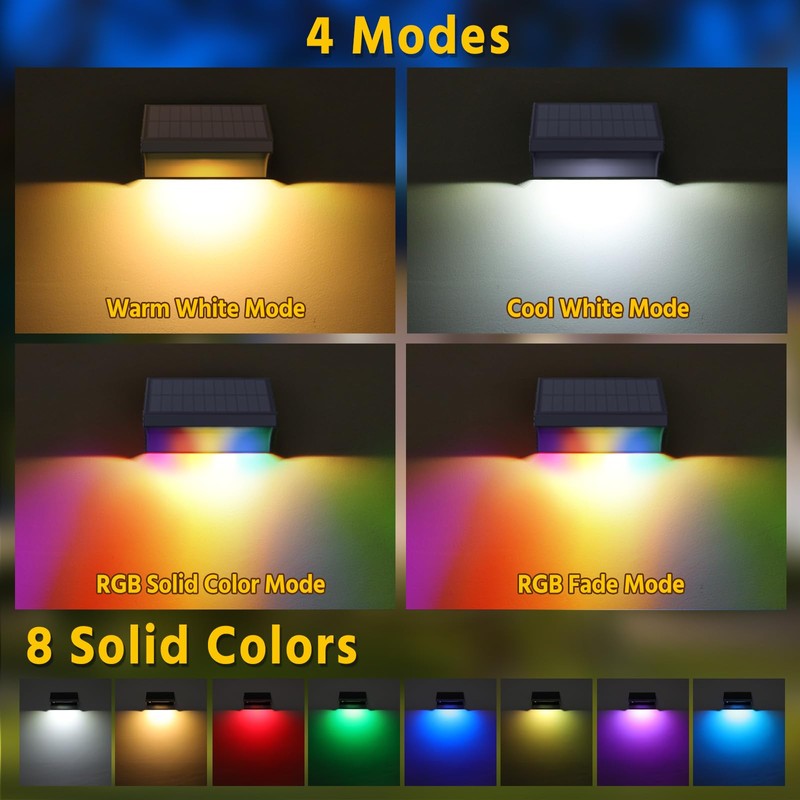 NIORSUN Outdoor Fence Lights, 6 Pack Waterproof LED Solar Fence