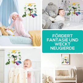 wortek Mobile Baby Mobile Baby Bed Mobile Changing Table - with Dinos Made of Felt - Baby Mobile for Bed Baby Wind Chime for Hanging - Baby Mobile Bed Bell Baby Room Decoration Boys and Girls