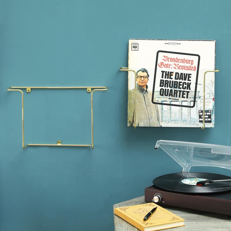 MyGift Modern Metal Wire Wall Mounted Vinyl Records Storage Racks,