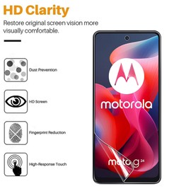 [3 Pack] Hydrogel Screen Protector for Motorola Moto G24/G24 Power/Moto G04/Moto E14, Electro-weideworld Scratch Resistant HD Clear TPU Flexible Screen Protector, Support Fingerprint Unlock