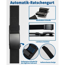 SUMGOYS Men's Belt Without Holes, Adjustable Nylon Fabric Belt The Outdoor Business Work Belt Fits Anywhere, 001-Black