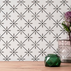 WallFlower Tile Stencil - Geometric Floral Pattern for Stenciling Floors and Backsplashes - Cost Affective Alternative to Retiling (Large 12"x12")