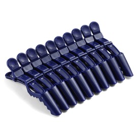 Juego de 10 clips de cocodrilo multicolor de plástico transparente para peluquería, pasadores de sección, profesionales antideslizantes, accesorios de salón de belleza, 10 unidades, color azul oscuro