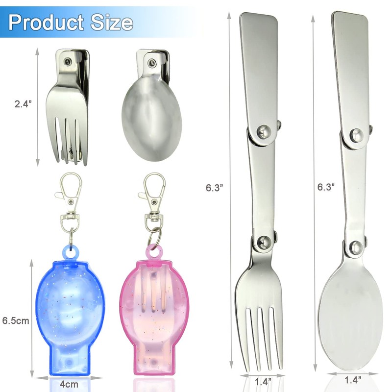 2PCS Folding Fork And Spoon Set With Case Portable Folding