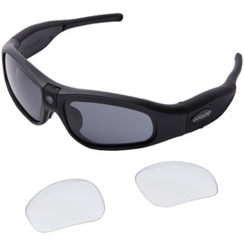 GOGLOO E9 Black Wearable Camera, Action Camera, Sunglasses, Glasses-Type Camera, Smartphone Linkage, Full HD, 30 FPS, 720p, 60 FPS, Wide Angle Lens, Equipped with WiFi, Waterproof, Glasses, Camera,
