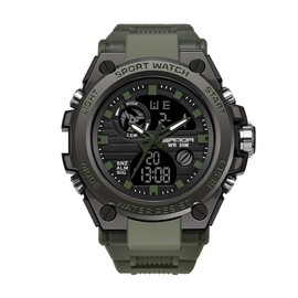 SANDA Sanda 739 outdoor sports dual display movement multi-kinetic electronic watch tide men's water luminous men's watch ArmyGreen