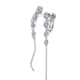 Gift from New York Women's Swinging Chain Earrings, Platinum, Processed, Long, 925 Silver, Hypoallergenic Metal, For Women, Cubic Zirconia