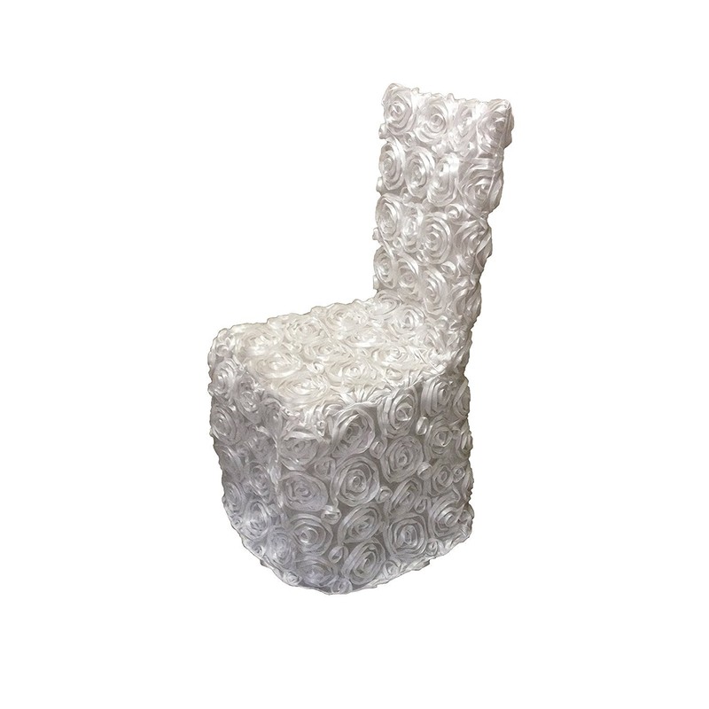 Luchuan White Rosette Banquet Chair Cover for Wedding (type 2)