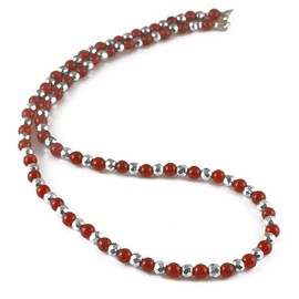 Ronotico jnk-30 Magnetic Necklace, Stylish, Unisex, Red Agate, Natural Stone, Silver925, Men's, Women's, Made in Japan, Gemstone