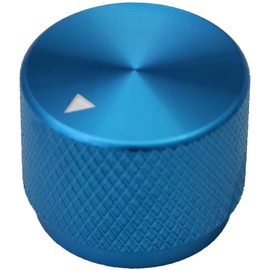 6mm Round Hole Large Solid Aluminium Control Knob HiFi Volume, Guitar Tone Pack Of 2 (Blue)