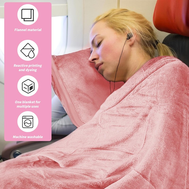 ForestM Women’s Travel Essentials – 2-in-1 Airplane Blanket & Pillow,