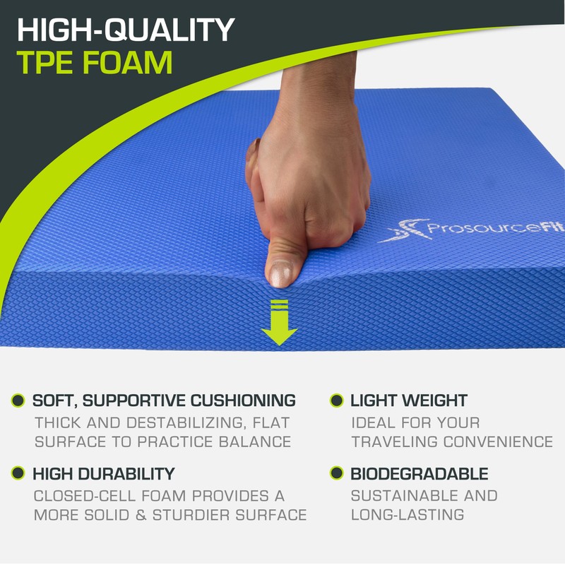 ProsourceFit Exercise Balance Pad, Non-Slip Cushioned Foam Mat & Knee