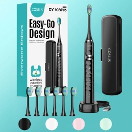 Coslus Cepillo Eléctrico Dental Dientes Modos Oral Portátil Recargable Cabezales Cepillos Eléctricos Incluye Estuche Ipx7 Resistente Agua