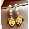 Unbranded .925 Sterling Silver Lemon Drop Dangle Faux Pearl Earrings
