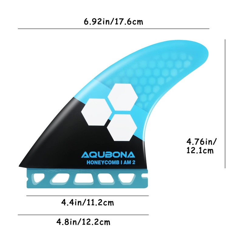 AQUBONA Large (AM2) Fin Sets HONEYCOMB Fiberglass Performance Surfboard Fins