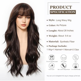 Esmee Long Wavy Brown Wigs for Women Natural Synthetic Hair Ombre Wig for Daily & Party Use