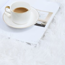 duduta 6x9 ft White Rectangle Fluffy Rug, Shag Fuzzy Plush Rectangle Carpet for Bedroom Nursery Living Room Home Decor