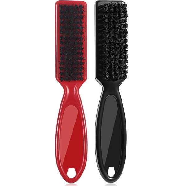 2 Pieces Barber Blade Cleaning Brush Hair Clipper Brush Nail Brush Tool for Cleaning Clipper(Black, Red)