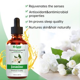 Essential Oil Pure, Natural, Undiluted Essential Oils for Skin Essential Oils for Diffuser Skin & Hair Care, Aromatherapy, Massage, DIY Soaps & Candles (100ml, Jasmine)